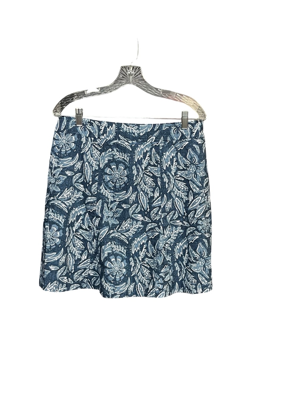 RipSkirt Hawaii Floral Wrap Skirt M Blue White Boho Coastal Resort Beach